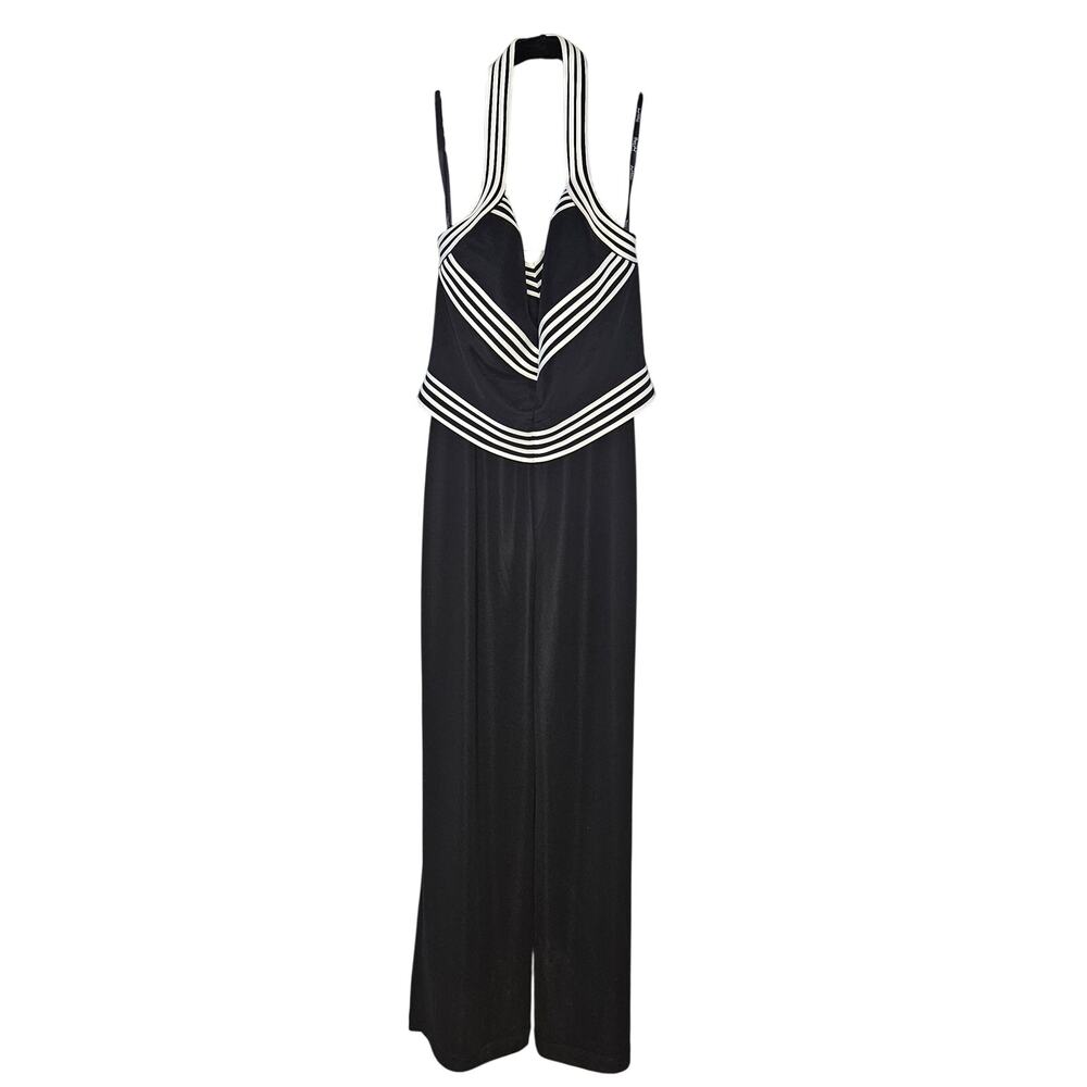 1990s Joseph Ribkoff Designer Jumpsuit Black Size 8 Tall Made in Canada H24